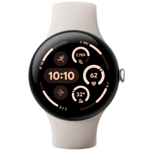 Google Pixel Watch 3 45mm Zilver (Beige Band)