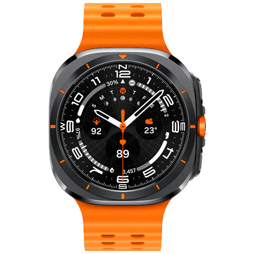 Samsung Galaxy Watch Ultra Titanium Grijs (Oranje Rubberen Band)